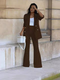 2025 New Solid Color Casual Suit Wide Leg Pants Suit Two Sets HZ0107