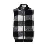 Women's Vest 2025 New Lattice Plush Shirt Vest Collar Sleeveless Women's Coat