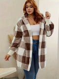 New Fashion Plush Long-Sleeved Rib Hooded Loose Coat