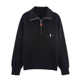 ZARZ Homemade New Women's Seam Smouse Casual Embroidery Zipper Jack T-Shirt HZ0107