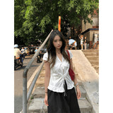 2025 New Ladies Summer Small Design Lace Slimming With Short-Sleeved Top Skirt