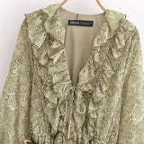 ZARZ Homemade New Women's Classic Belt Laminated Long Sleeve Dress 5029257 HZ0107