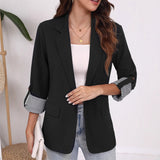 New Spring And Autumn Fashion Casual Splicing Collar Repair Cardigan Temperament Suit Jacket