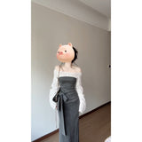 Temperament Korean Hit Color Shoulder Coat High Waist Skirt Suit Women's Summer New Fashion Temperament Two Sets