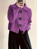 New Women's Loose Korean Version Of Fashion Casual Big Collar Knitted Cardigan Coat