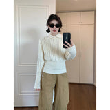 White Hollow Capped Linen Cashmere Sweater In Autumn And Winter To Show Thin Soft Glutinous Inside Knitted Shirt Top