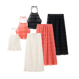 ZARZ Homemade New Women's Folding Top Hanging Neck Sling Skirt Set HZ0107