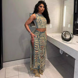 Women's Jeans Women's Fashion Trend Hand-Drinding Vest Open Denim Skirt HZ0107