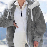 Wish2025 Hot New Autumn And Winter Loose Plush Multi-Color Hooded Coat Woman