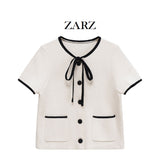 ZARZ Homemade New Women's Dress Oceanic Colling-Neck Short-Sleeved Knitted Shirt 5536192 HZ0107