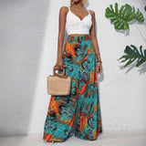 Summer Ladies Pants Tropical Holiday Wind New Fashion Leisure Comfortable High-Waist Broad Leg Trousers
