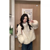 Autumn And Winter Plush Coat Women's Collar Plush Gentle Wind Loose Warm Set Of Short Top