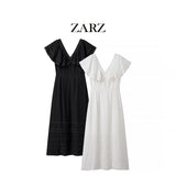 ZARZ Homemade New Women's Classic Fashion V-Neck Flying Sleeves Lotus Leaf Dress HZ0107