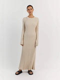 New Women's Fashion Elegant Knitted Dress Sweater Dress Holiday Style Solid Color Bottom Dress