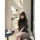 Millard Semi-High-Necked Cloak Knitted Sweater Top High-Waisted Short Skirt Autumn And Winter Suit