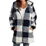Plush Women's Coat New Wish Long-Sleeved Lattice Hooded Zip-On With Pocket Loose Coat