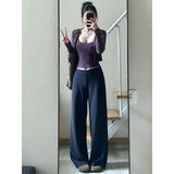 Ocean Wears A Female Autumn Fashion Temperament Purple Knitted Cardigan Vest Sling Pants Three-Piece Set
