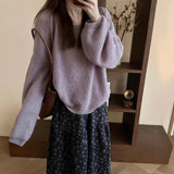 Autumn With A Set Of 2025 Purple Gentle Temperament Sweater Knitted Jersey Half Dress Two-Piece Skirt