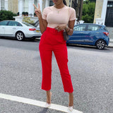 Spring 2025 New Elegant OL Professional Trousers Thin Small Foot Pants African High-Waisted Casual Pants HZ0107