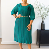 D459 New Women's Fashion Elegant Pressure Skirt Elegant Solid Color Large Dress HZ0107