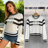 Small Scented Knitted Dress Woman's New French Retro Collared Waist Thin Lotus Leaf-Side Sweater HZ0107