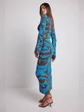 New Women's Sexy Knitted Leopard Print Long-Sleeved Dress Sweater Long Dress