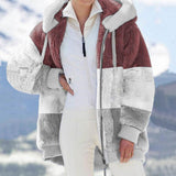 Exploding 2025 Autumn And Winter Warm Plush Bulbla Chain Pocket Hooded Loose Coat Woman