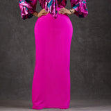 D343 Women's Dress 2025 New Fashion Temperament Tongle Solid Color High Waist Long Skirt African Long Dress HZ0107