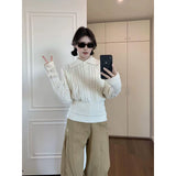 White Hollow Capped Linen Cashmere Sweater In Autumn And Winter To Show Thin Soft Glutinous Inside Knitted Shirt Top