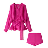 ZARZ Homemade New Women's Classic Pressed Flawed Belt Design Loose Netɴ Dress Set HZ0107